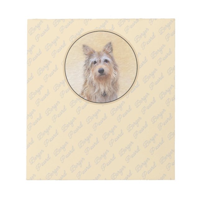 Berger Picard Painting - Cute Original Dog Art Notepad (Front)