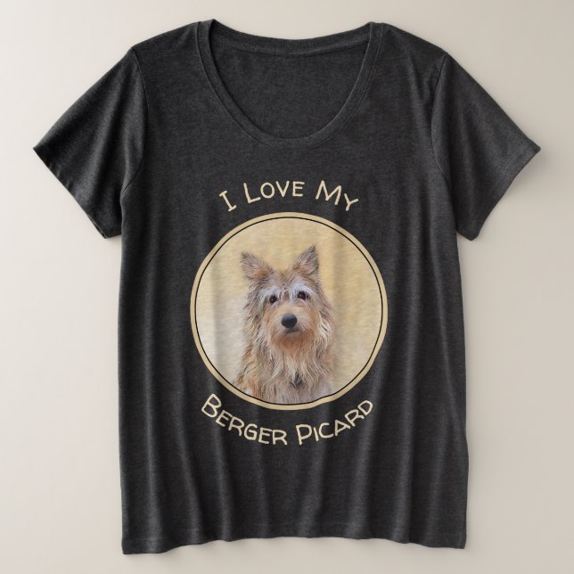 Berger Picard Painting - Cute Original Dog Art Plus Size T-Shirt (Design Front)