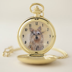 Berger Picard Painting - Cute Original Dog Art Pocket Watch