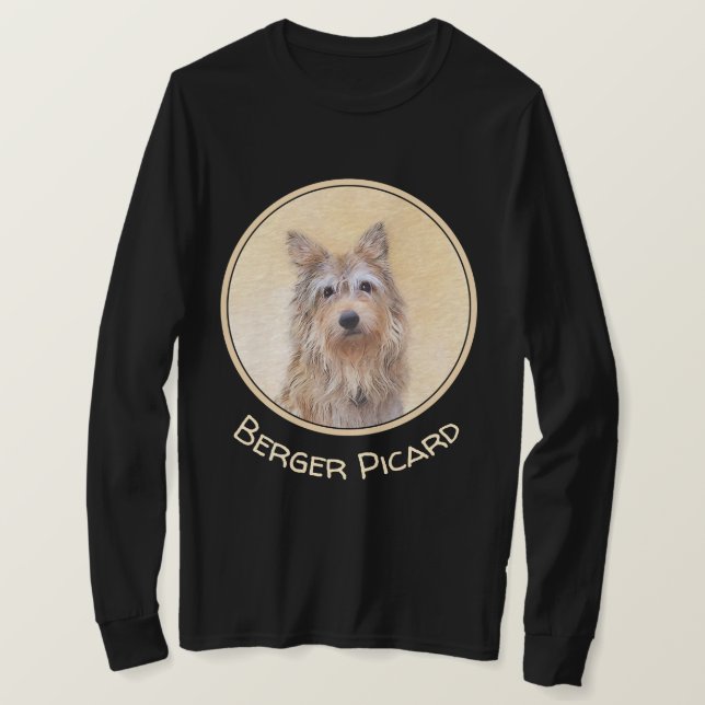 Berger Picard Painting - Cute Original Dog Art T-Shirt (Design Front)