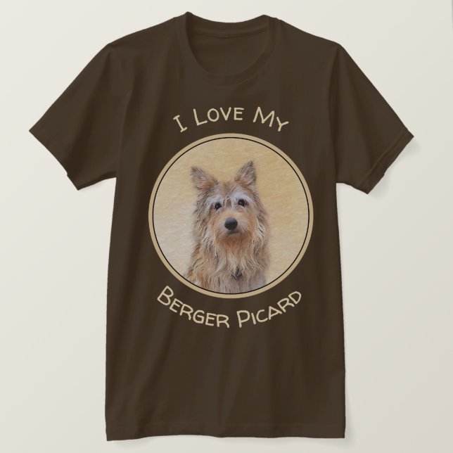 Berger Picard Painting - Cute Original Dog Art T-Shirt (Design Front)