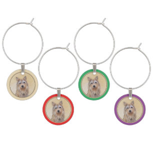 Berger Picard Painting - Cute Original Dog Art Wine Charm