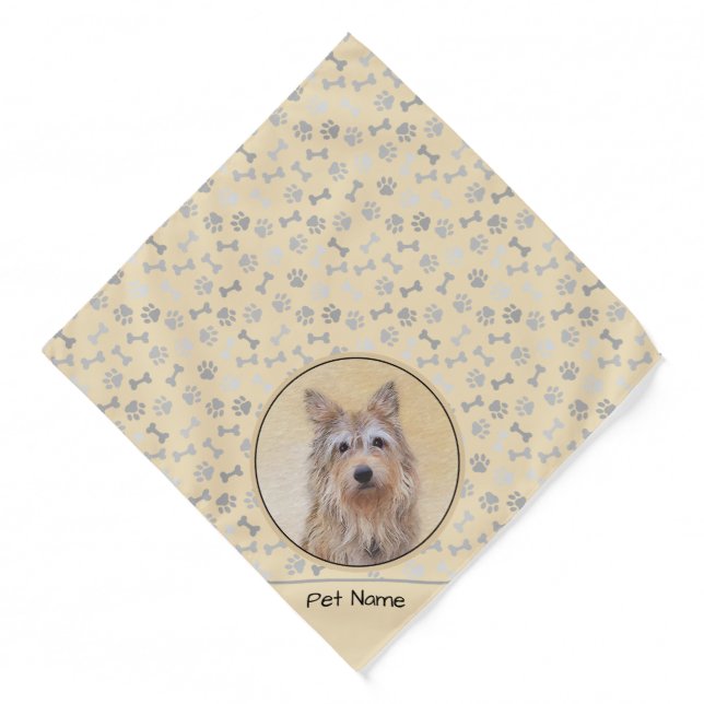 Berger Picard Shepherd Dark Fawn Painting Dog Art Bandana (Front)