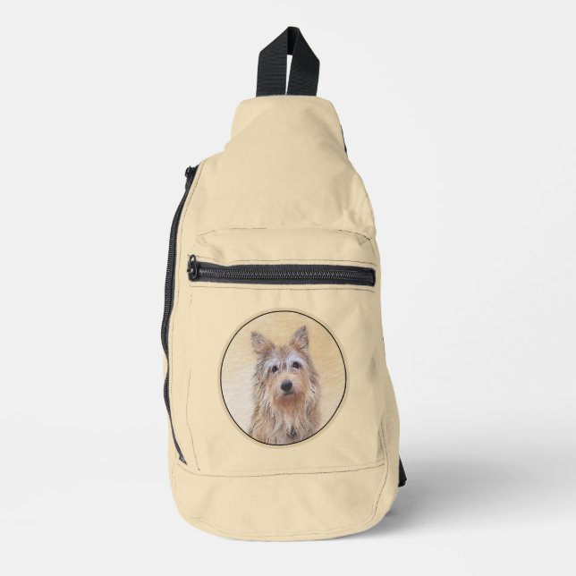 Berger Picard Shepherd Dark Fawn Painting Dog Art Sling Bag (Front)