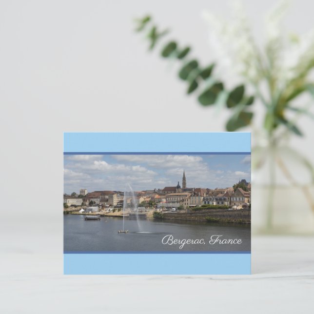 Bergerac Panoramic Cityscape France Holiday Postcard (Standing Front)