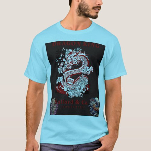 Beri luxurious mance sky blue t_shirt with dragon