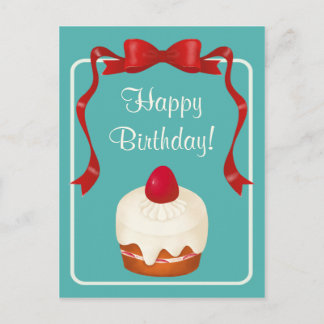 Beribboned Strawberry Cake Postcard