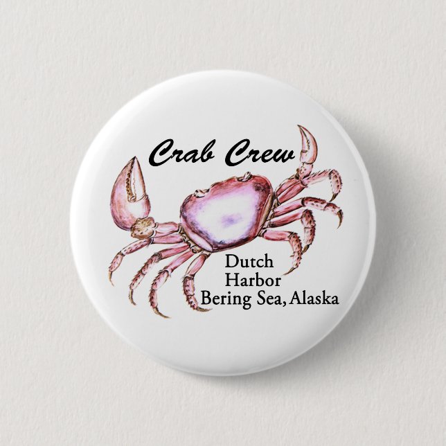 Bering Sea Alaska Crab Fishing Pinback Button (Front)