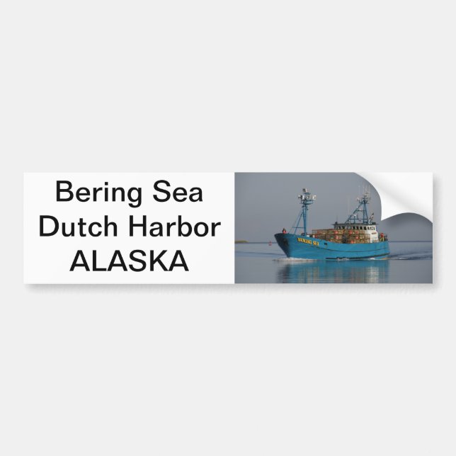 Bering Sea, Crab Boat in Dutch Harbor, AK Bumper Sticker (Front)