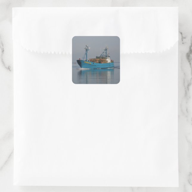 Bering Sea, Crab Boat in Dutch Harbor, AK Square Sticker | Zazzle