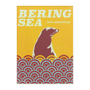 Bering Sea vintage style 1970s adventure poster Acrylic Print