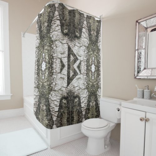 Berkana Celtic Rune on Birch Bark Shower Curtain