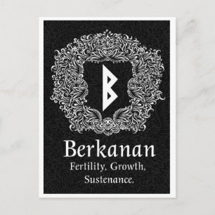 Berkanan Rune /Fertility / Black Version Postcard