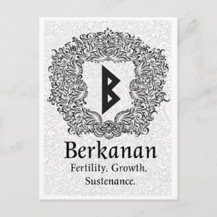 Berkanan Rune /Fertility / White Version Postcard