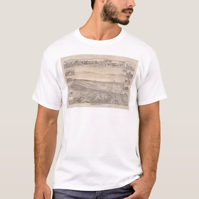 Berkeley, CA. Panoramic Map 1891 (0099A) -Restored T-Shirt (Front)