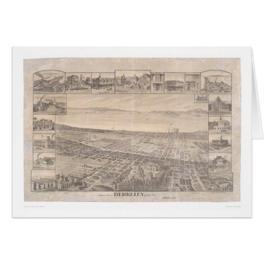 Berkeley, CA. Panoramic Map 1891 (0099A) - Unrest. Cards (Front Horizontal)