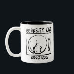 Berkeley Cat Logo merch Two-Tone Coffee Mug<br><div class="desc">We put our new record label's logo on mugs,  T-shirts,  water bottles and whatnot! The logo was conceived Eric Din and drawn by Shannon Wheeler. Thanks for checking out our store here.</div>