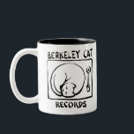 Berkeley Cat Logo merch Two-Tone Coffee Mug<br><div class="desc">We put our new record label's logo on mugs,  T-shirts,  water bottles and whatnot! The logo was conceived Eric Din and drawn by Shannon Wheeler. Thanks for checking out our store here.</div>