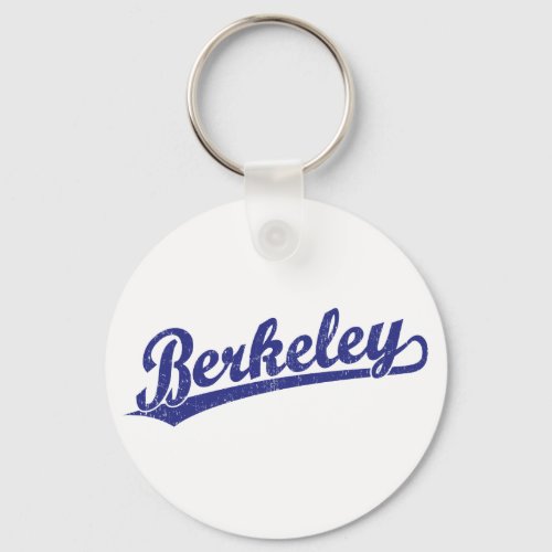 Berkeley script logo in blue keychain