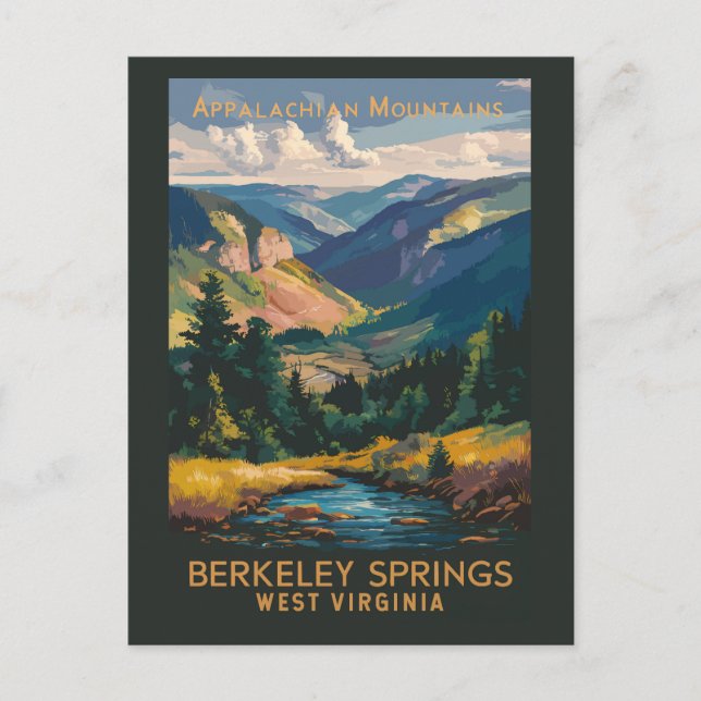 Berkeley Springs Illustration Travel Art Vintage Postcard (Front)