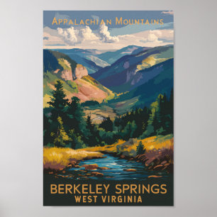 Berkeley Springs Illustration Travel Art Vintage Poster