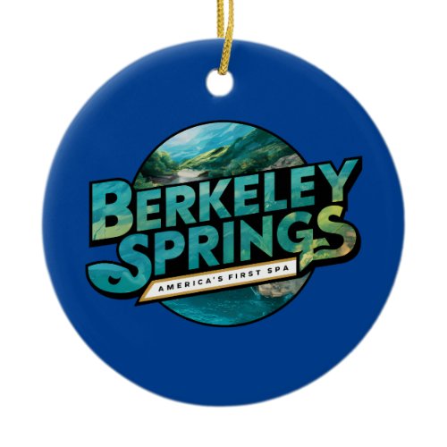 Berkeley Springs Illustration Travel Logo Ceramic Ornament