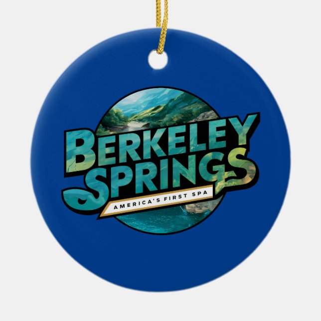 Berkeley Springs Illustration Travel Logo Ceramic Ornament (Front)