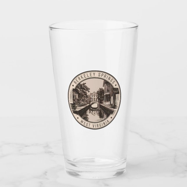 Berkeley Springs West Virginia Illustration Badge Glass (Front)