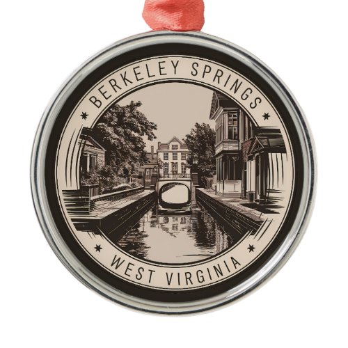 Berkeley Springs West Virginia Illustration Badge Metal Ornament