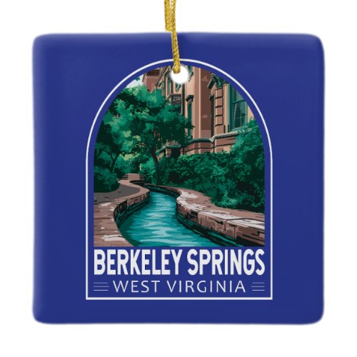 Berkeley Springs West Virginia Illustration Travel Ceramic Ornament