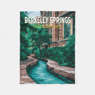 Berkeley Springs West Virginia Illustration Travel Fleece Blanket