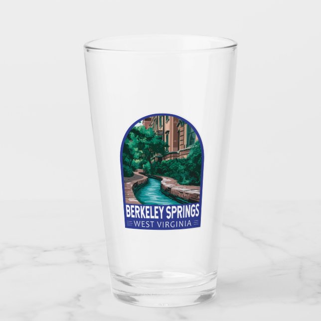 Berkeley Springs West Virginia Illustration Travel Glass (Front)