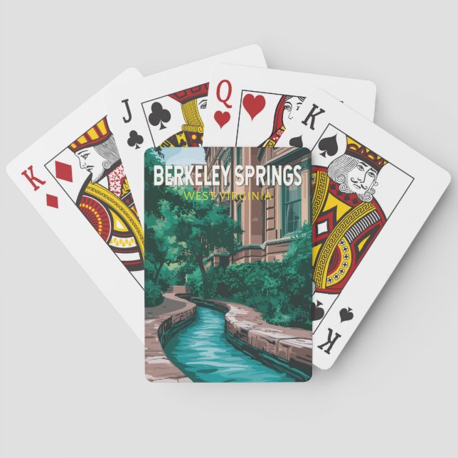 Berkeley Springs West Virginia Illustration Travel Poker Cards (Back)