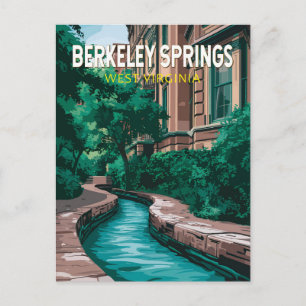 Berkeley Springs West Virginia Illustration Travel Postcard