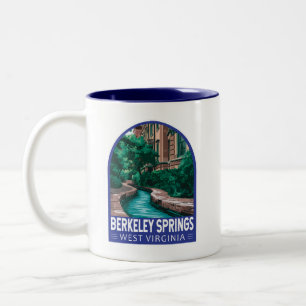 Berkeley Springs West Virginia Illustration Travel Two-Tone Coffee Mug
