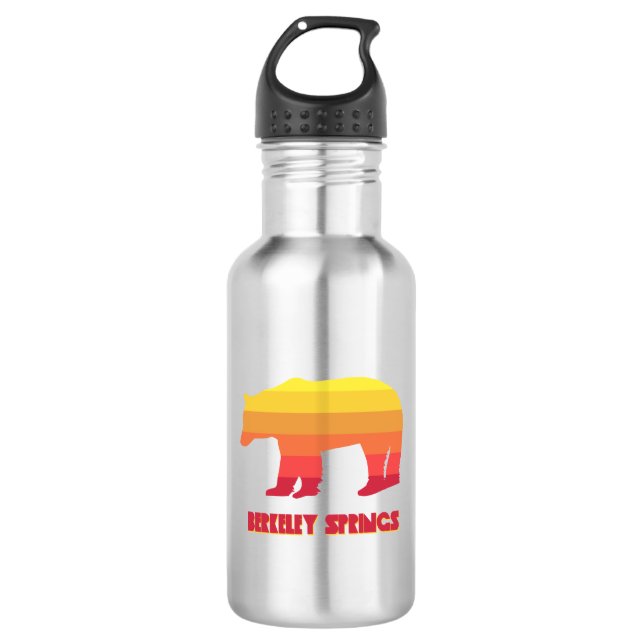 Berkeley Springs West Virginia Rainbow Bear Stainless Steel Water Bottle (Front)