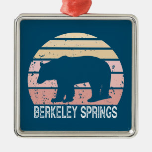 Berkeley Springs West Virginia Retro Bear Metal Ornament