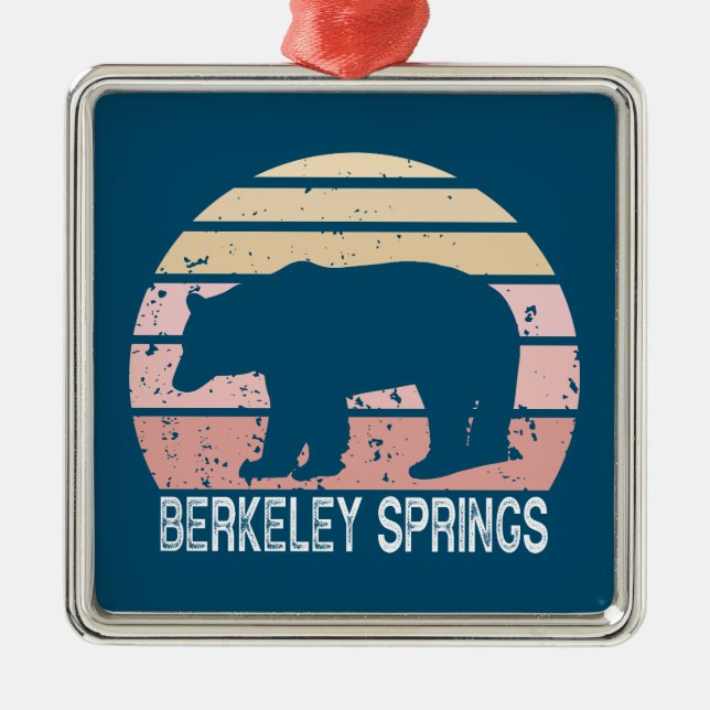 Berkeley Springs West Virginia Retro Bear Metal Ornament (Front)
