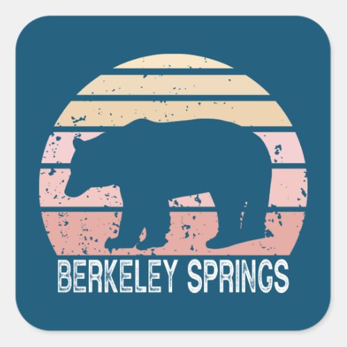 Berkeley Springs West Virginia Retro Bear Square Sticker