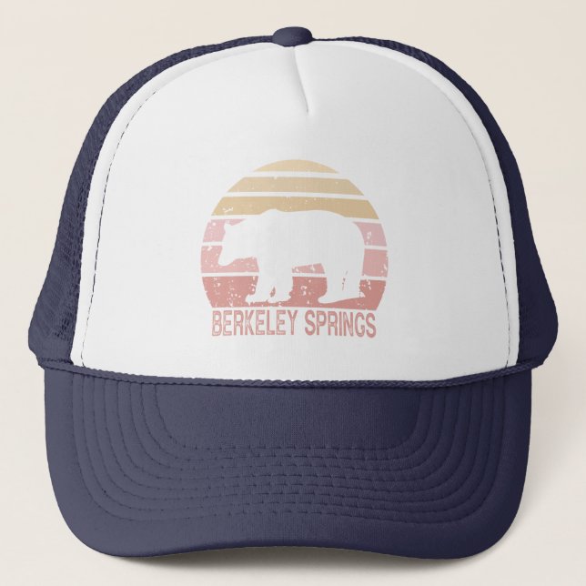 Berkeley Springs West Virginia Retro Bear Trucker Hat (Front)