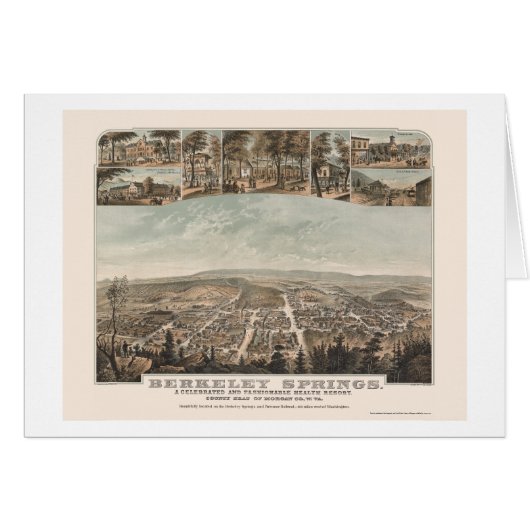 Berkeley Springs, WV Panoramic Map - 1889 Cards (Front Horizontal)