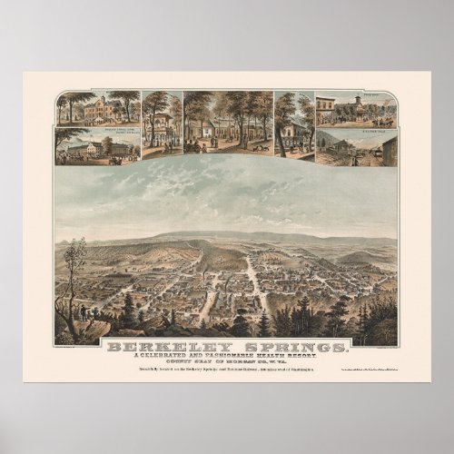 Berkeley Springs WV Panoramic Map _ 1889 Poster