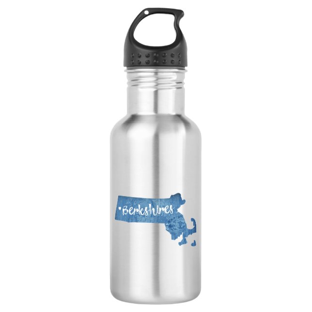 Berkshires Massachusetts Wood Grain Stainless Steel Water Bottle (Front)