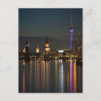 Berlin Alexanderplatz Oberbaum Bridge Night Postcard by Cammily at Zazzle