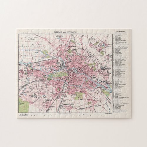 Berlin and Environs Antique Map Jigsaw Puzzle