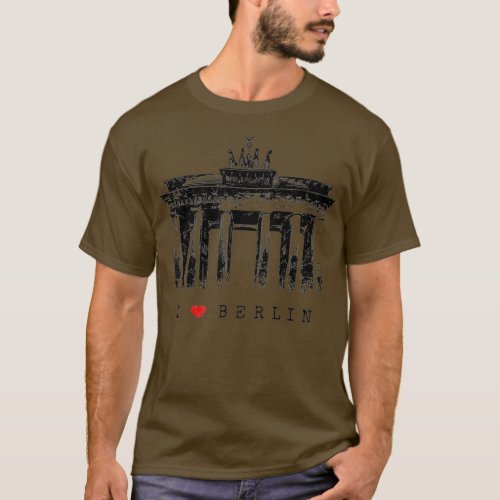 Berlin Brandenburg Gate Vintage Skyline I Love Ger T_Shirt