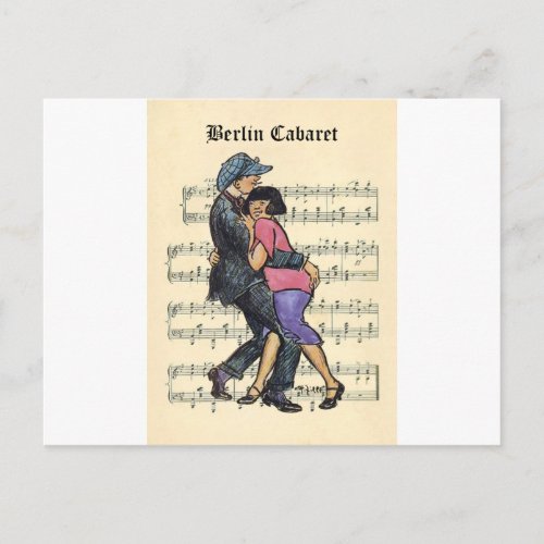 Berlin Cabaret 1920s wSheet Music Background Postcard