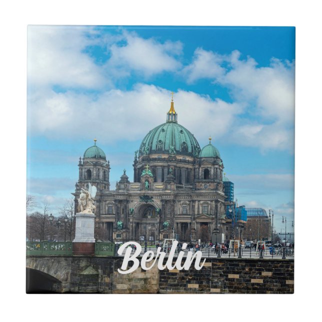 Berlin Cathedral and TV tower in Berlin, Germany Ceramic Tile (Front)