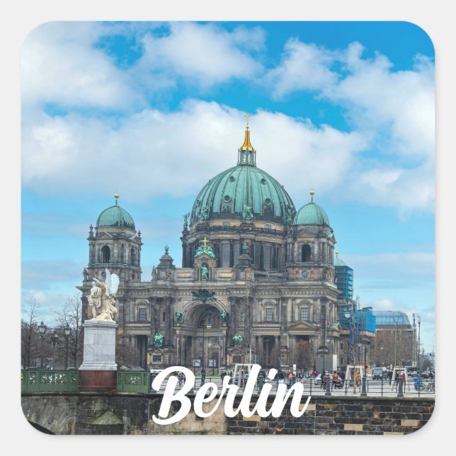 Berlin Cathedral and TV tower in Berlin, Germany Square Sticker (Front)