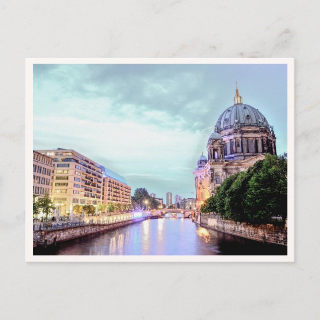 Berlin Cathedral by the Spree River at Night Postcard (Front)